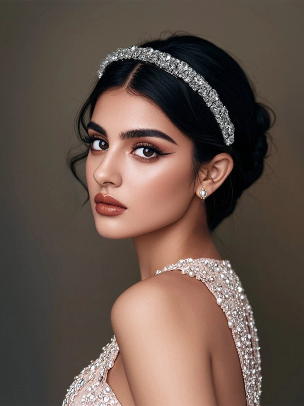 Rhinestone Headband, Silver Crystal Tiara Crown for Women and Girls